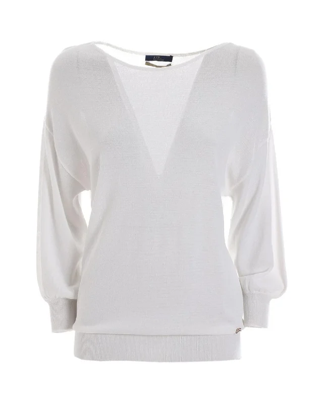 Side - Slit Sweaters for Stylish Detail -Yes Zee Women's V-Neck Long Sleeve Knit Sweater - White