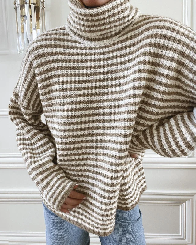 Women's Cashmere Sweaters for Elegant Style -Splendid x Cella Jane Cashblend Striped Turtleneck Sweater