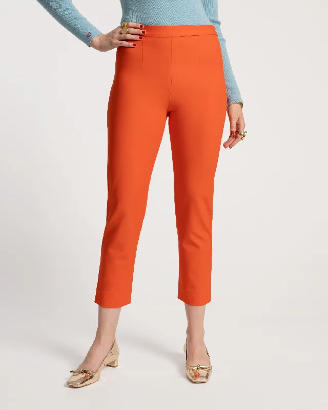 Casual tight trousers for women with cotton blend fabric for easy everyday wear -Lucy Pant Japanese Stretch Blend Orange