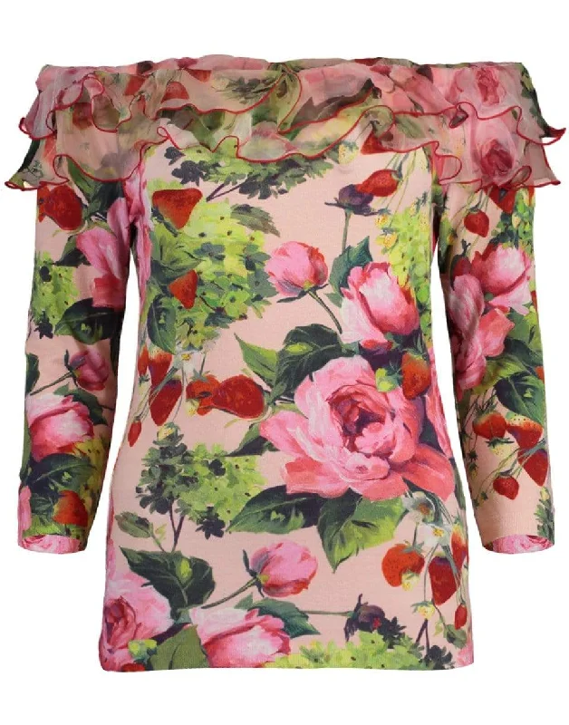 Hooded Sweaters for Added Protection -Boatneck Floral Print Sweater