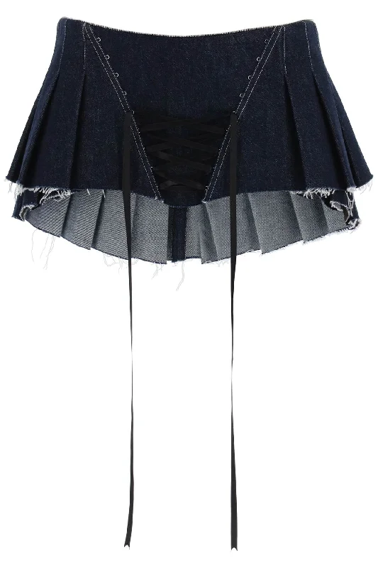 Wrap skirts for adjustable stylish fit -micro pleated skirt with corset COURTESAN ARMOUR SKIRT INDIGO