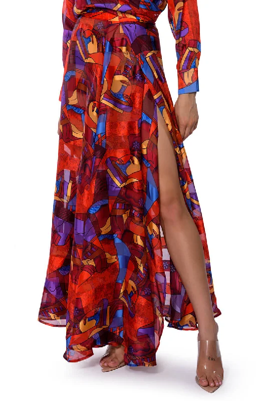 Designer mini skirts for high-end appeal -AESTHETIC SCARF PRINT MAXI SKIRT