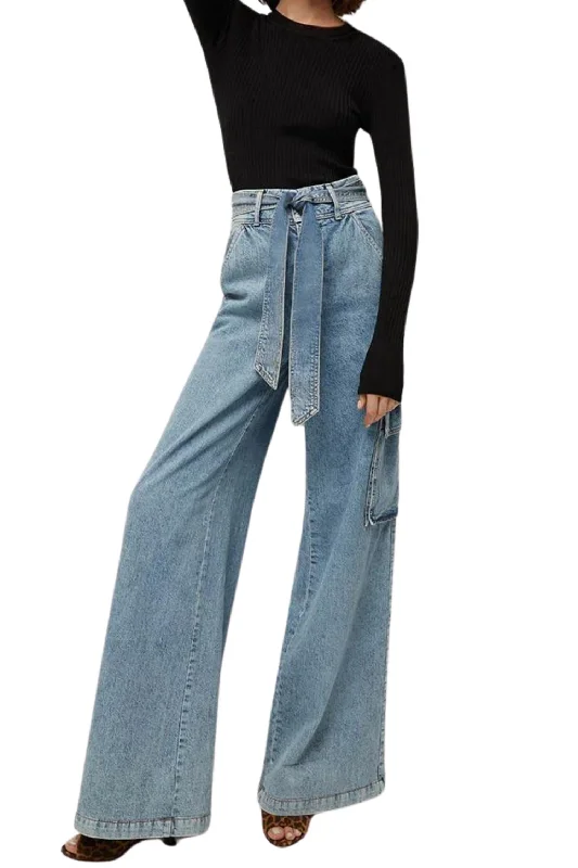 High-waisted tight trousers for women with belt loops for added style -Belisa Cargo Pants In Silverwood