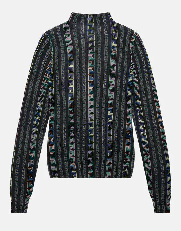 Eco - Friendly Sweaters for Green - Conscious -Greca Neon Print Silk Sweater