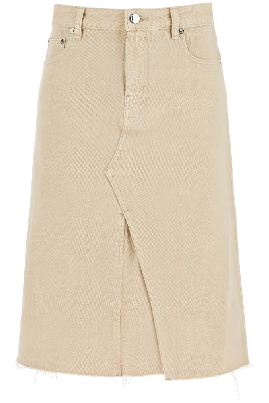 Cute denim skirts for youthful cool -denim trapeze skirt with 160596 KHAKI