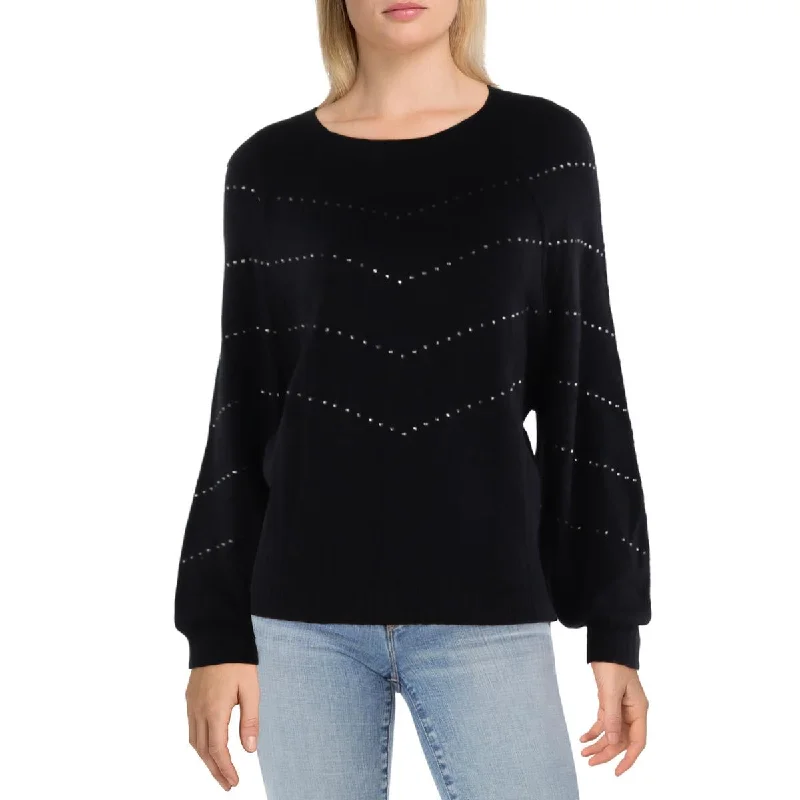 One - Shoulder Sweaters for Asymmetric Design -Nic + Zoe Womens Shooting Stars Knit Embellished Pullover Sweater