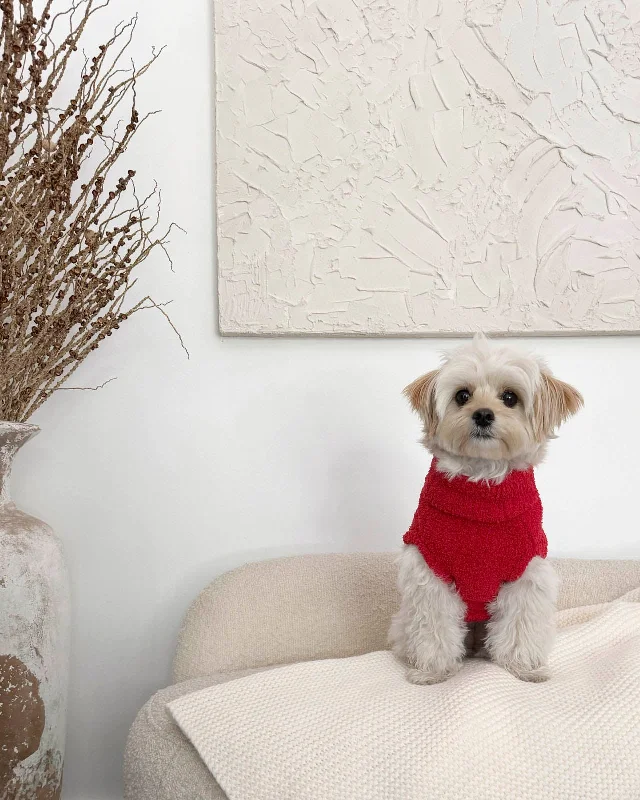 Thermal - Insulated Sweaters for Cold - Protection -Red Fuzzy Pet Sweater