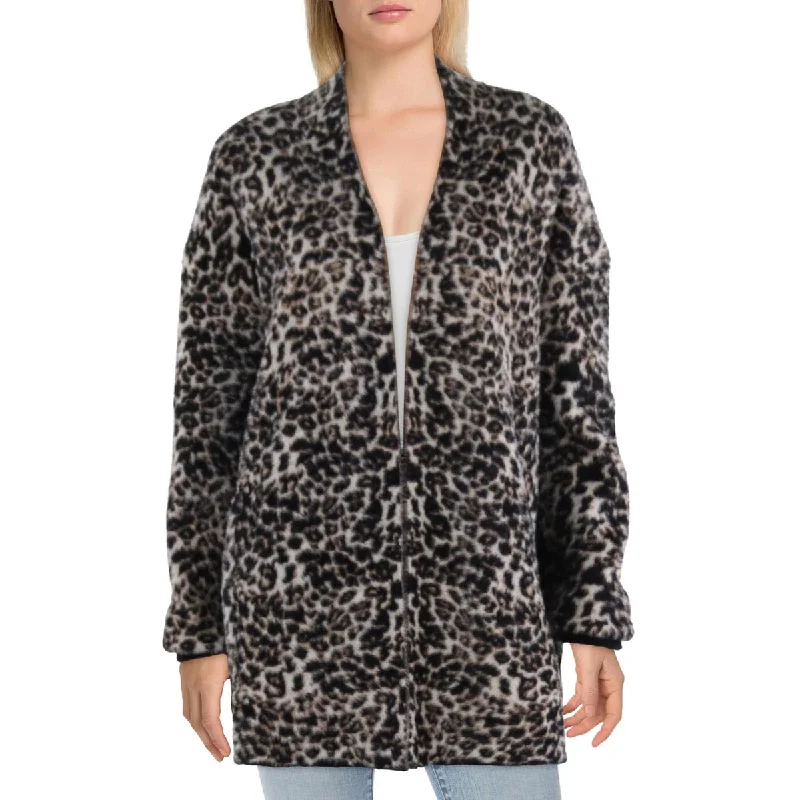 Pullover Sweaters for Easy - On - Off -Stella + Lorenzo Womens Fleece Leopard Cardigan Sweater