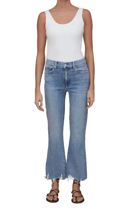 Lightweight tight trousers for women with breathable fabric and easy styling -Bella Crop Flare Jean In Light Blue