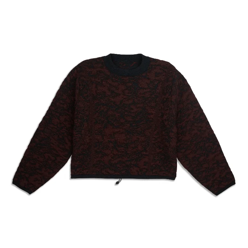 Wool Sweaters for Winter Warmth -Jacquard Multi-Texture Crew Neck Sweater - Resale