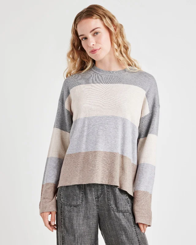 Ribbed Sweaters for Textured Look -Georgie Oversized Stripe Sweater