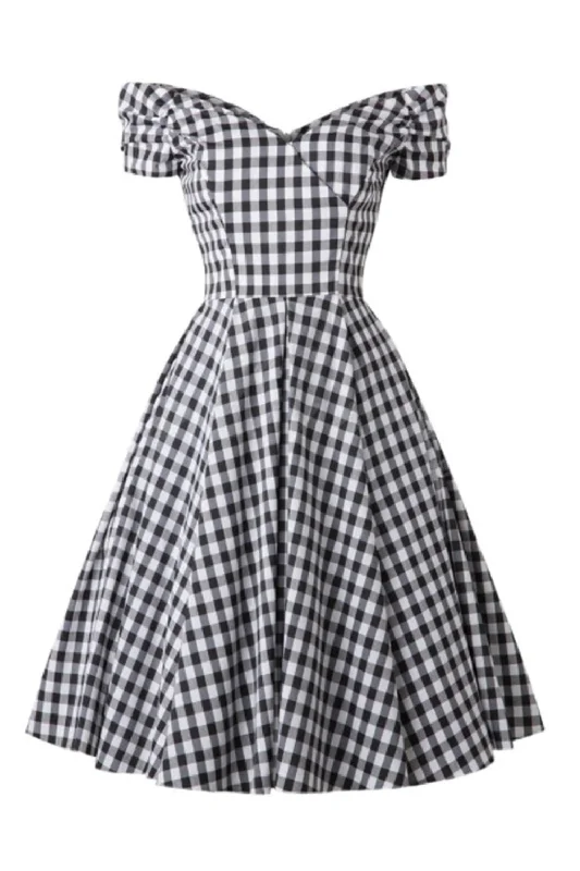 Graduation Dresses for Milestone -Black Gingham Vintage 1950s Dress