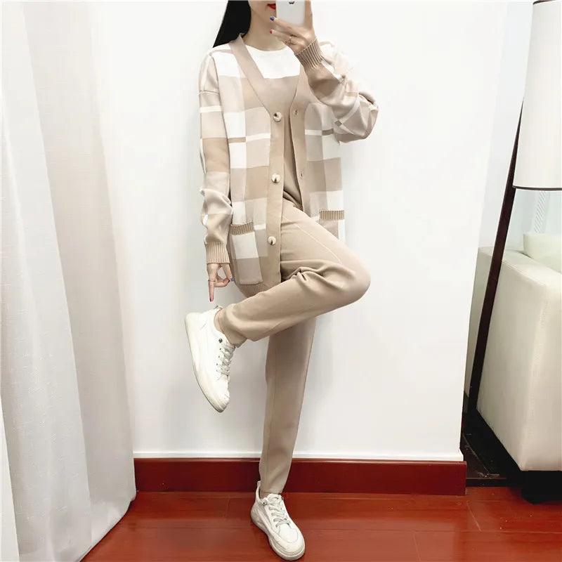 Dry - Clean Only Sweaters for Special Care -3-Piece Harem Pants Women Sweater Set