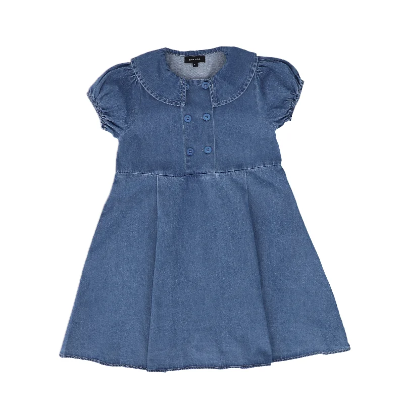 Retro Dresses for Throwback -BAMBOO DENIM SQUARE COLLAR DRESS [FINAL SALE]