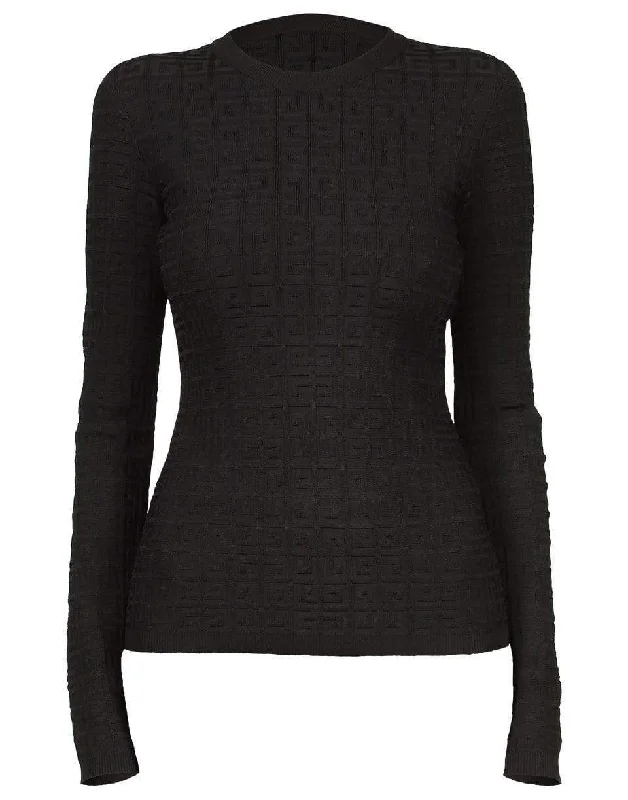 Hand - Knitted Sweaters for Personal Touch -Black Viscose Monogram Sweater