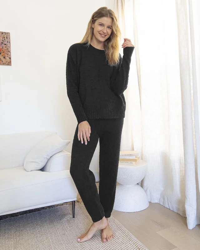 One - Shoulder Sweaters for Asymmetric Design -Fuzzy Sweater PJ Set