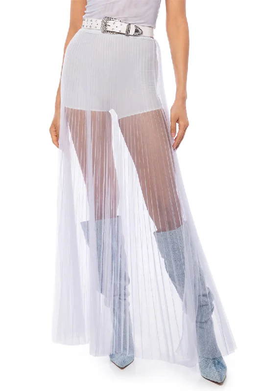 High-waisted pencil skirts for professional office wear -CAN'T STOP MAXI TULLE SKIRT IN WHITE