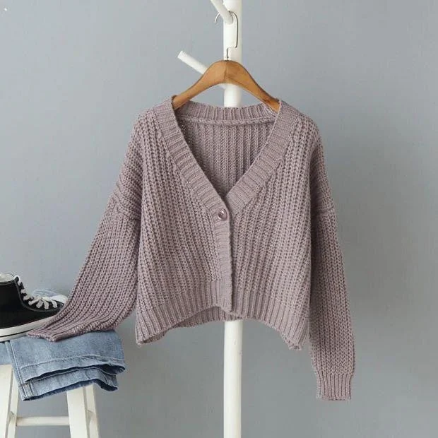 Lace - Trimmed Sweaters for Feminine Detail -New Autumn And Winter Clothes Baggy Coat Soft Thick Thread Short Cardigan Sweater For Women