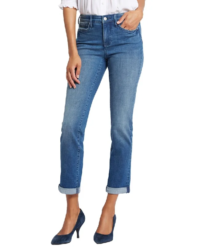 Tight trousers for women with side slits and ankle-length design for chic style -NYDJ Sheri Blue Island Ankle Crop Jean