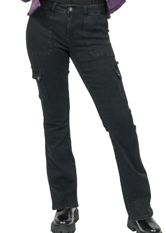 Stretch skinny tight trousers for women with full-length design and modern flair -Cargo Pant In Black