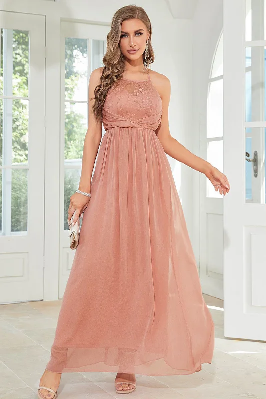 Geometric Dresses for Modern -Blush Halter A Line Prom Dress