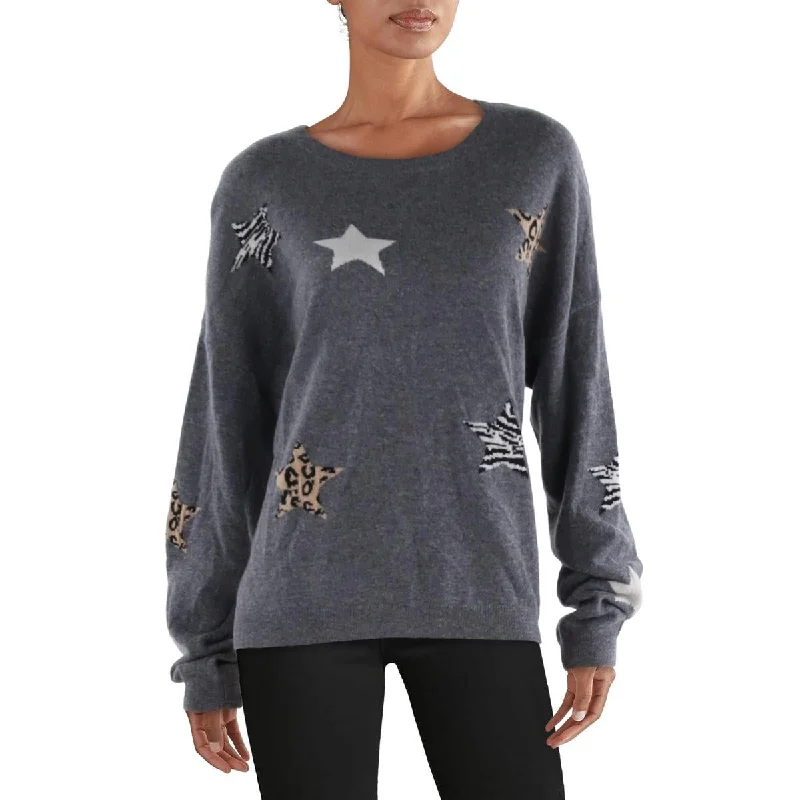 Turtleneck Sweaters for Cold Weather -Chelsea & Theodore Womens Cashmere Printed Crewneck Sweater