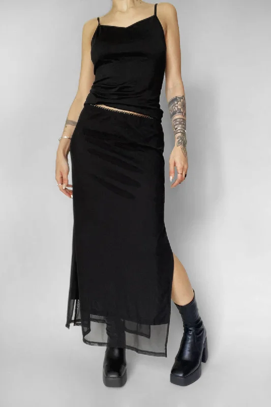 High-waisted mini skirts for retro vibes -Shadow Veil Mesh Skirt