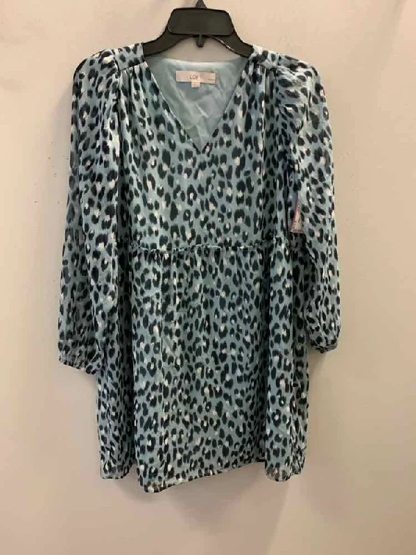 Halter Dresses for Chic Style -LOFT Dresses and Skirts Size XSP BLU/BLK/WHT Animal Print 3/4 SLEEVE Dress