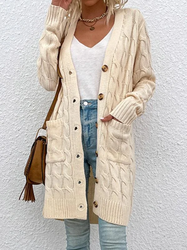 Checkered Sweaters for Casual Vibe -Long Twist  Women Cardigan Sweater