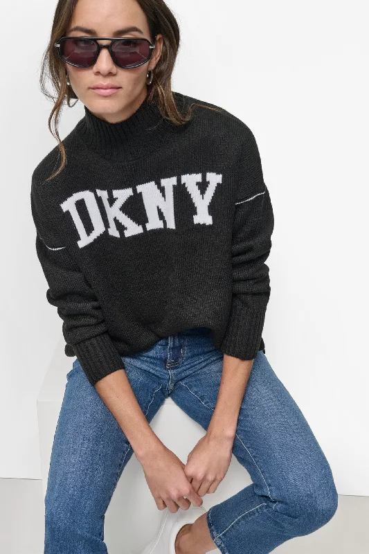 Pullover Sweaters for Easy - On - Off -LOGO TURTLENECK SWEATER