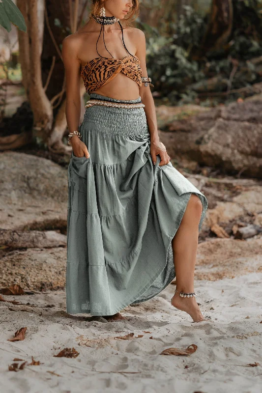 Luxury skirts with elegant silk sheen -Maxi Skirt Keela Sage