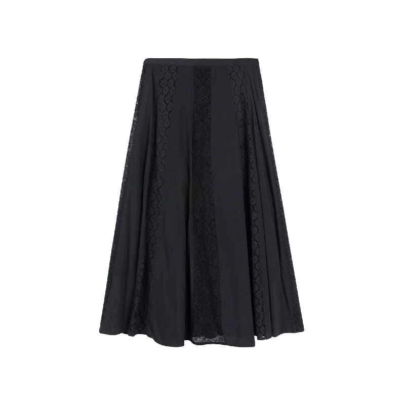 Ruffled maxi skirts for boho summer flair -Lace Panel Skirt | Black [Final Sale]