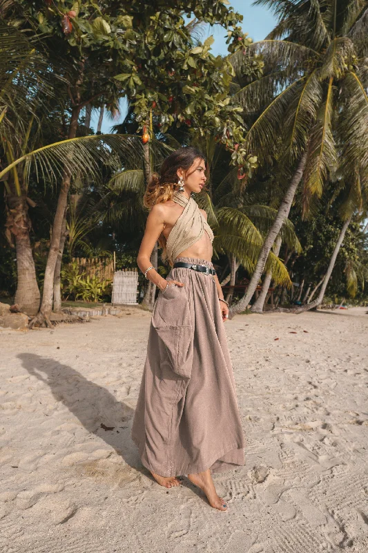 Trendy skirts with asymmetrical hem lines -Maxi Skirt Alaina Desert Rose