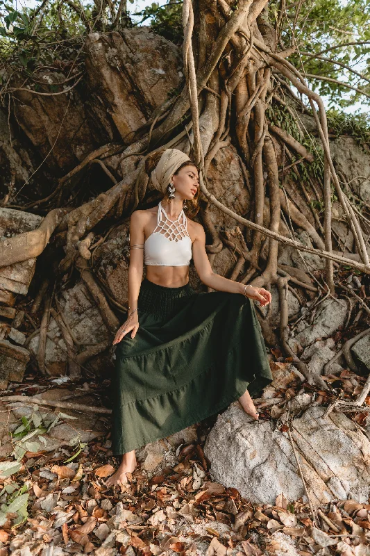 Casual skirts with relaxed fit comfort -Maxi Skirt Keela Hunter Green