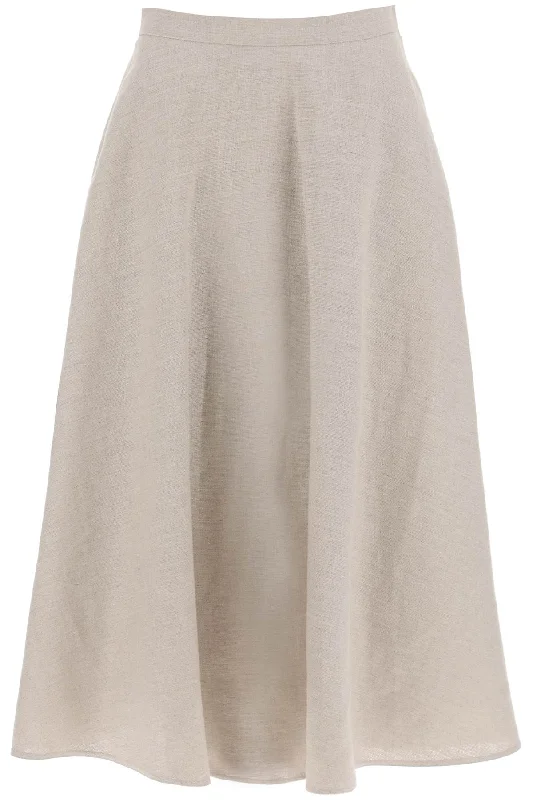 Bold leather skirts for daring fashion statements -Valentino garavani linen canvas skirt for women 4B0RABC08HK BEIGE GRAVEL