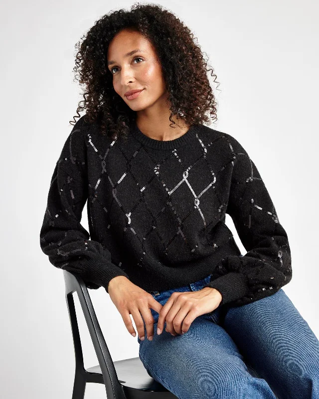 One - Shoulder Sweaters for Asymmetric Design -Waverly Sequin Sweater