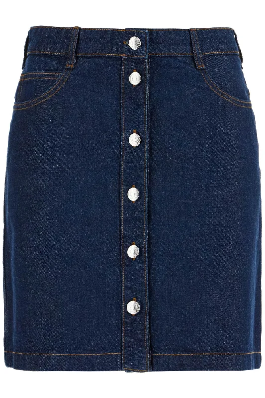 Pleated skirts for sophisticated evening wear -japanese denim mini skirt NW01508WW0081 INDIGO