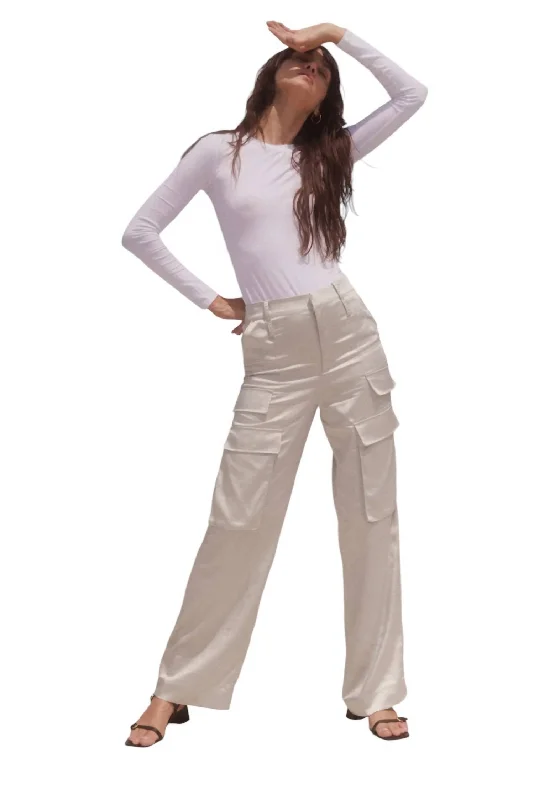 Black leather tight trousers for women with sleek, glossy finish for night out -Cargo Pants In Silver