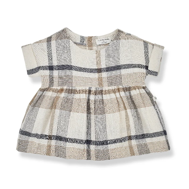 Beach Dresses for Coastal -1 + IN THE FAMILY BROWN PLAID SS DRESS [FINAL SALE]