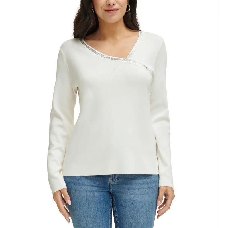 Kids' Sweaters for Cute Appearance -Calvin Klein Womens Asymmetric Long Sleeve Pullover Sweater