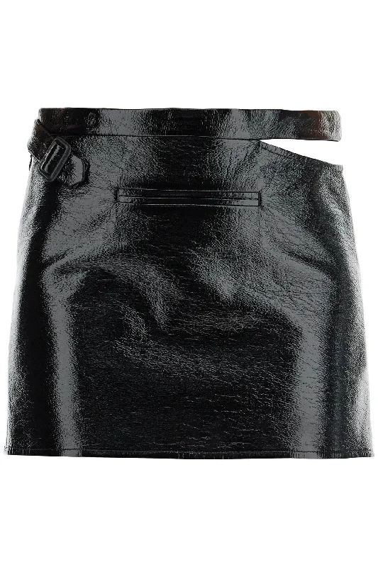 Soft skirts with gentle fabric drape -vinyl mini skirt 424CJU198VY0014 BLACK