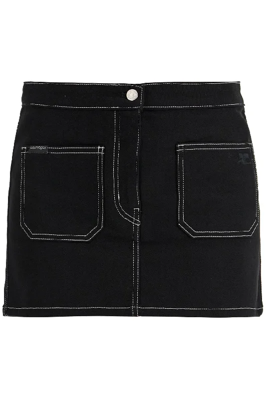 Casual cotton skirts for laid-back days -denim mini skirt 324DJU191DE0020 BLACK/WHITE