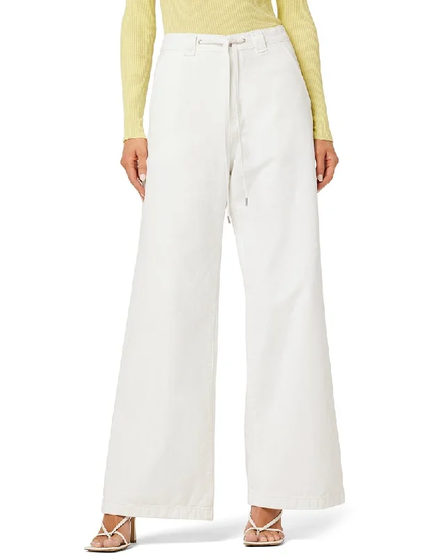 Light denim tight trousers for women with casual fit and comfortable material -HUDSON Jeans Wide Leg Drawstring Trouser White Jean