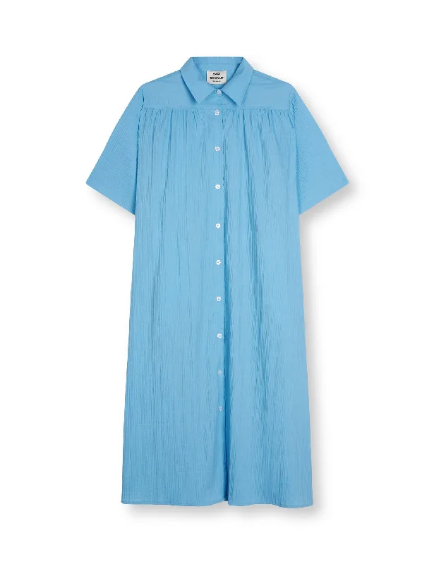 Long-sleeved Dresses for Coverage -Crinckle Pop Canaria Dress, Alaskan Blue