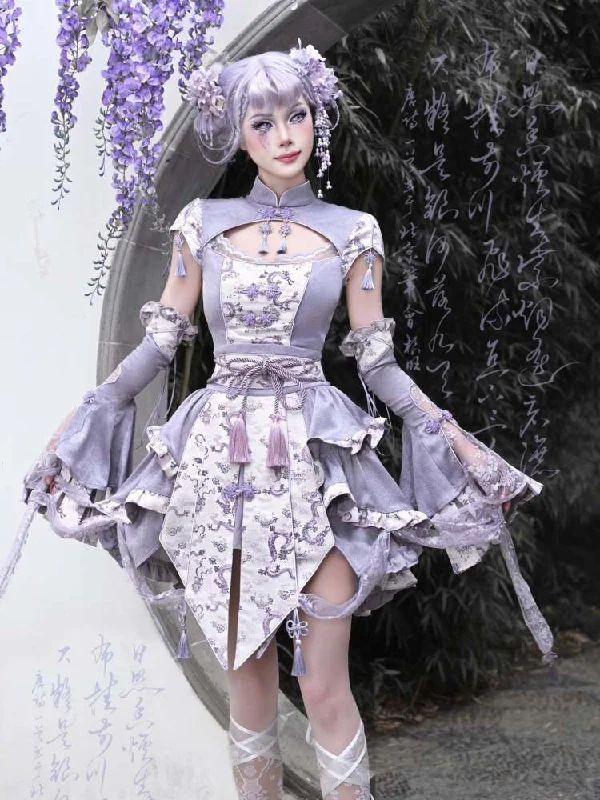 Luxury skirts with elegant silk sheen -Chinese Qipao Inspired Lolita Fashion Skirt