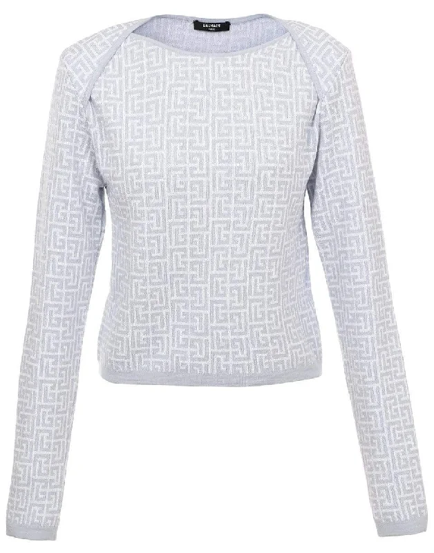 Sustainable Sweaters for Ethical Fashion -Cropped Monogram Jacquard Sweater