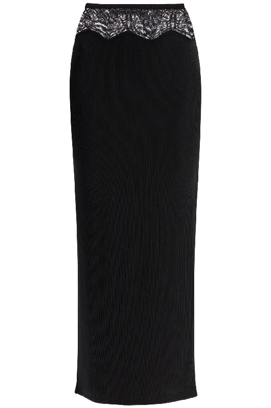 Casual skirts with relaxed fit comfort -"knitted skirt with lace detail 24034120 BLACK