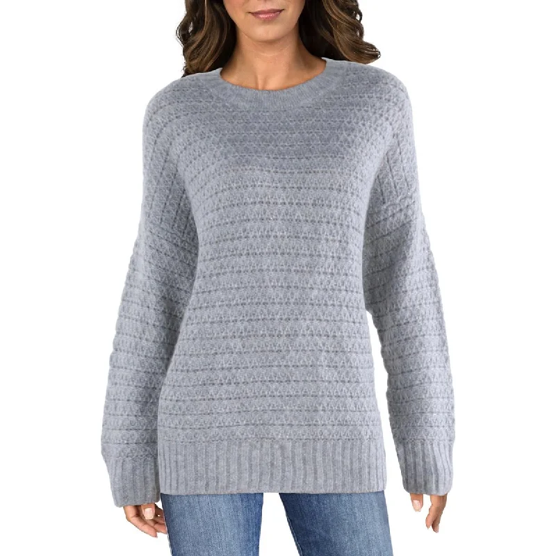 Mock - Neck Sweaters for Subtle Style -Calvin Klein Womens Pintelle Metallic Crewneck Sweater