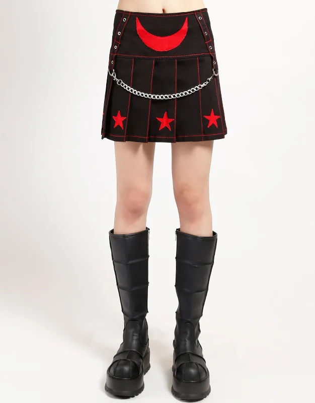 Trendy skirts with modern cutout designs -I AM A STAR PLEATED SKIRT RED