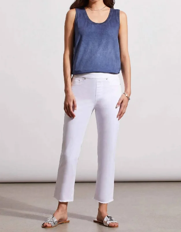 Designer tight trousers for women with unique stitching and high-fashion appeal -Audrey Pull-On Pant In White